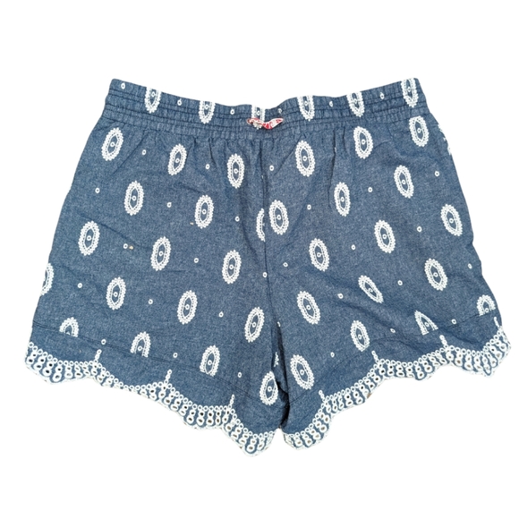 Ettitwa by Anthropologie Paisley Eyelet Chambray Shorts Size Medium/Large - Picture 5 of 6